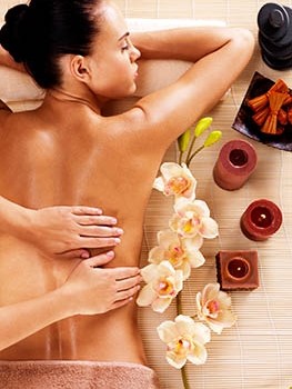 Woman face down getting massage